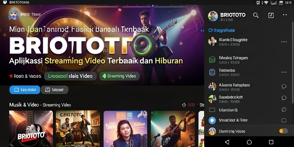 Antarmuka BRIOTOTO menampilkan berbagai pilihan video streaming dengan mudah.