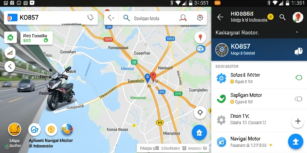 Screenshot utama KO857 menampilkan antarmuka navigasi motor yang intuitif.
