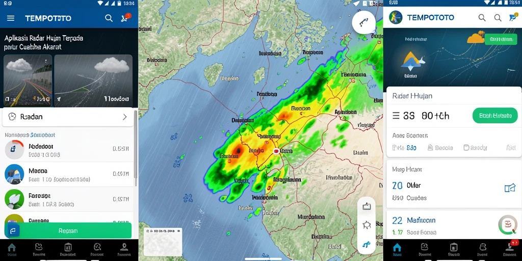 Tampilan antarmuka aplikasi TEMPOTOTO menampilkan peta radar hujan yang jelas dan informatif.
