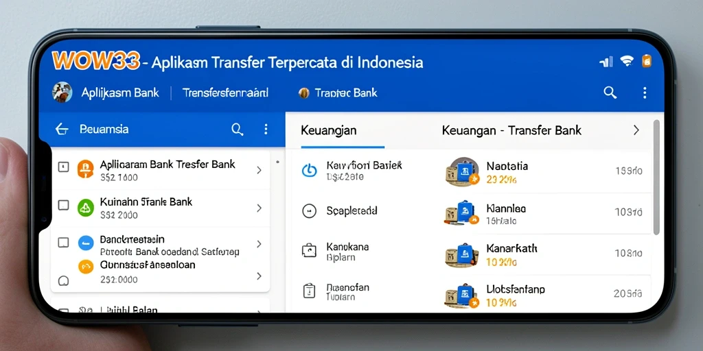 Antarmuka WOW33 yang intuitif dan menarik untuk Transfer Bank.